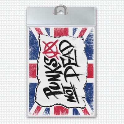 Cartel de metal Punks not Dead Union Jack de 15x20 cm