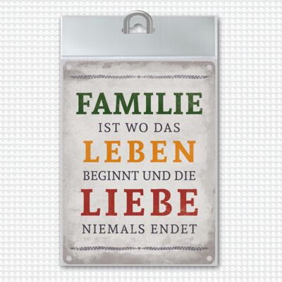 Familie ist Leben und Liebe Blechschild in 15x20 cm