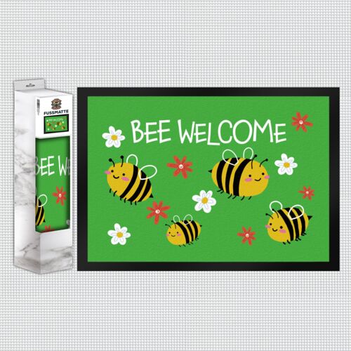 Bee welcome Fußmatte in 35x50 cm in grün mit süßen Bienen