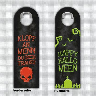 Knock if you dare or happy halloween door hanger