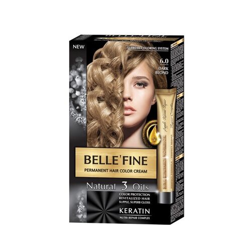 Permanent Hair Color Cream Belle`Fine # 6.0 - Dark Blonde