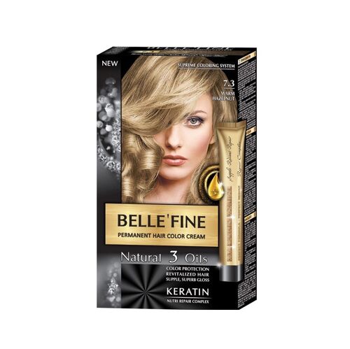 Permanent Hair Color Cream Belle`Fine # 7.3 - Warm Hazelnut