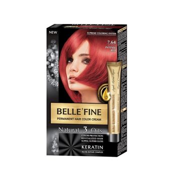 Crème de coloration permanente pour cheveux Belle`Fine # 7.64 - Rouge intense