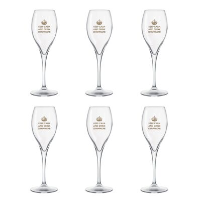 Set of 6 Champagne flutes Keep Calm and Drink Champagne