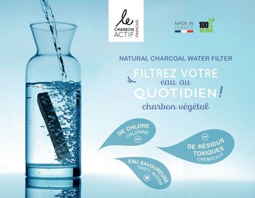 Charbon végétal français filtre à eau naturel : bâton filtrant