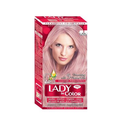 Crema colorante per capelli a lunga tenuta Lady in Color PRO # 5 - Biondo rosa
