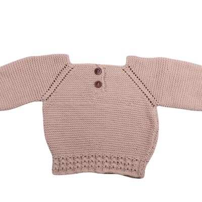 Baby Strickpullover mit U-Auschnitt - 68 - Beige meliert