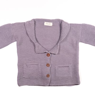 Baby Strickjacke mit Taschen - 92 - Lila