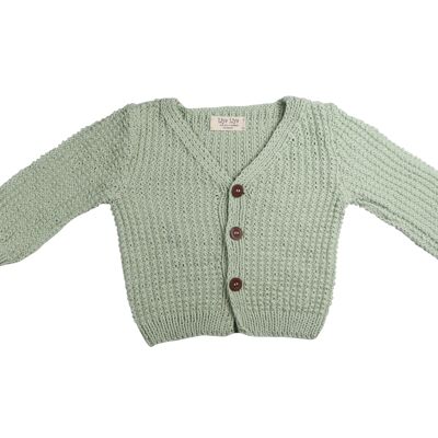 Baby Strickjacke - 62 - Mintgrün