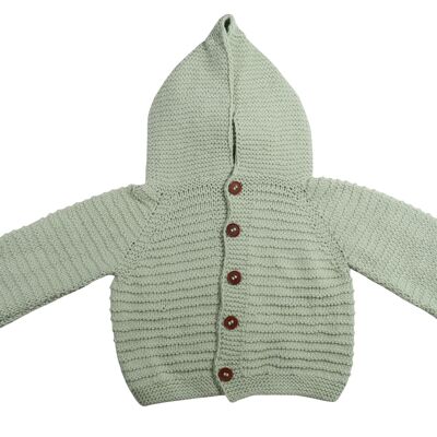 Baby Cardigan mit Kapuze - 80 - Mintgrün