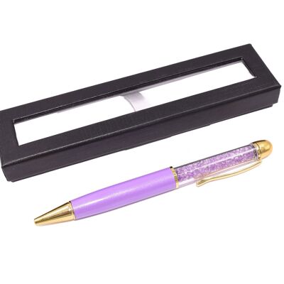 Ballpoint pen with colored quartz stones