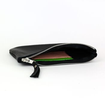 Pochette zippée en cuir noir 2