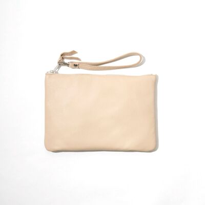 Pochette in pelle beige