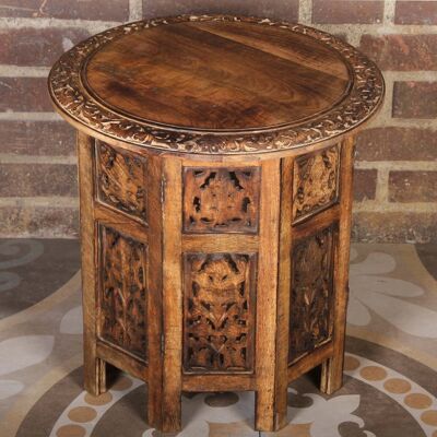 Oriental side table Soumaya brown Ø 46 cm round made of mango wood