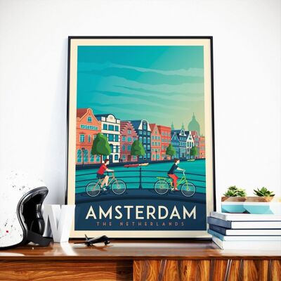 Affiche Voyage Amsterdam Pays-Bas - 21x29.7 cm [A4]