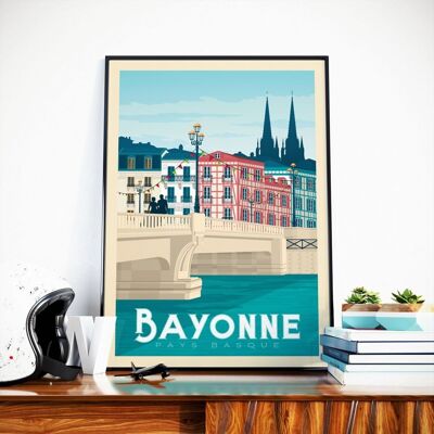 Bayonne-Baskenland Frankreich Reiseposter – 21 x 29,7 cm [A4]
