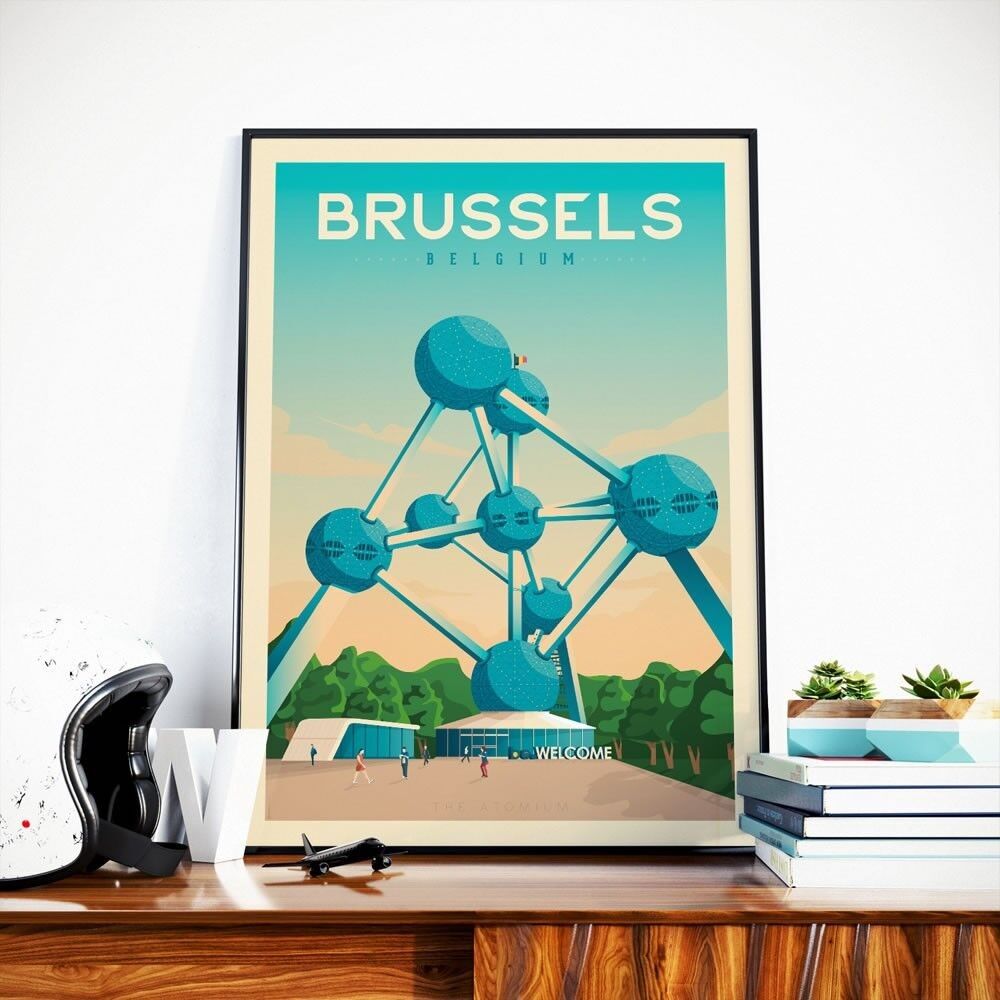 Poster di viaggio Bruxelles Belgio - Atomium - 21x29,7 cm [A4]
