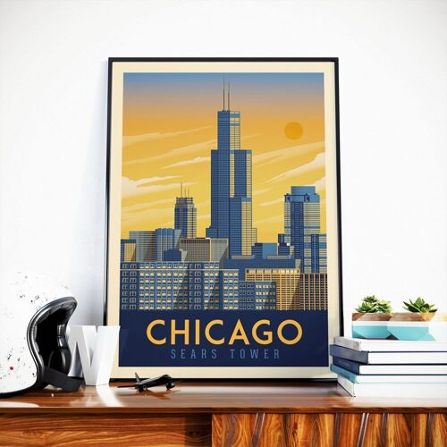 Affiche Voyage Chicago Illinois - Etats-Unis - 21x29.7 cm [A4]