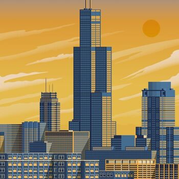 Affiche Voyage Chicago Illinois - Etats-Unis - 21x29.7 cm [A4] 2