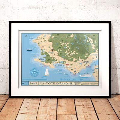 Poster di viaggio Mappa Costa d'Amore - 21x29,7 cm [A4]