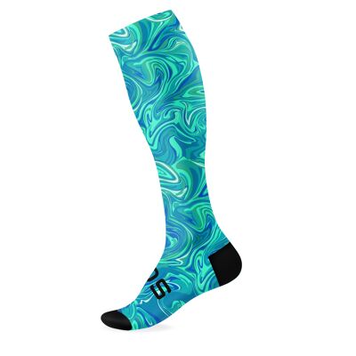 Marble Blue Knee High Socks - Large