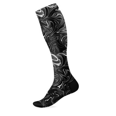 Marble Black Knee High Socks - Large