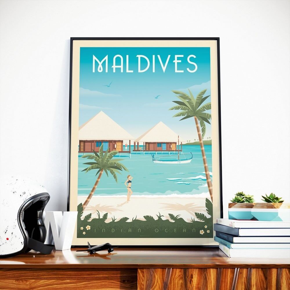 Poster di viaggio in Asia delle Isole Maldive - 21x29,7 cm [A4]