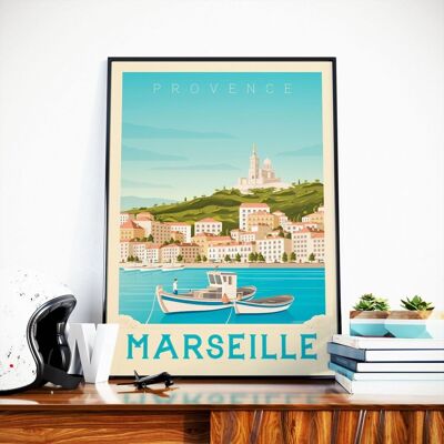 Póster de viaje de Marsella, Provenza, Francia - 21 x 29,7 cm [A4]