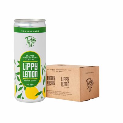 Lippy Lemon (12 x 250ml) | Pre-Mixed & Ready-to-Drink Canned Cocktail | 7% ABV | Perfect for Parties