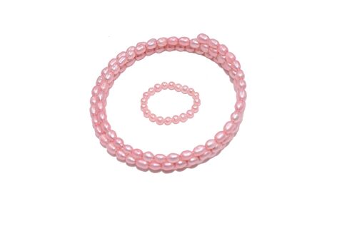 Wickelarmband und Ring aus echten Süßwasserzuchtperlen in pink
