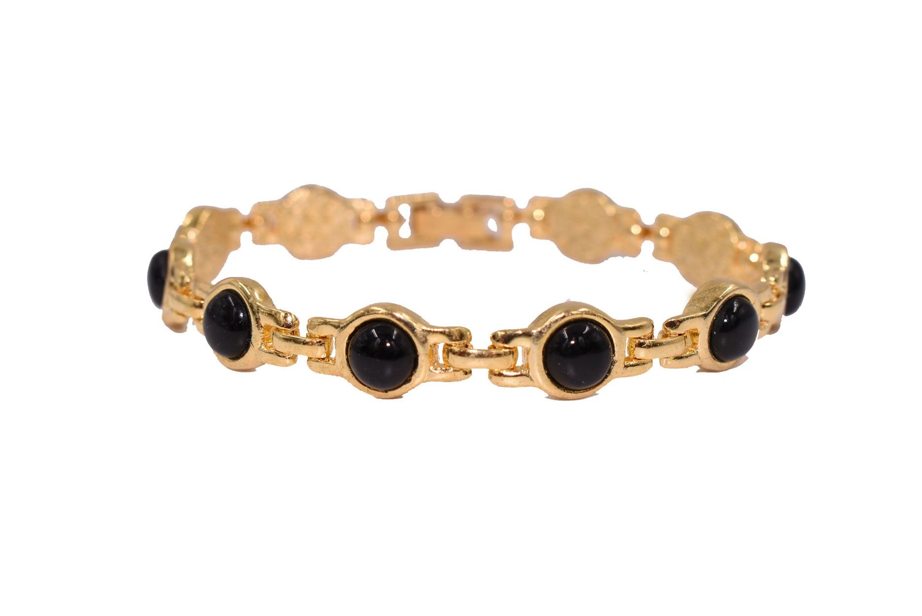 Bracelet plaqué or avec onyx