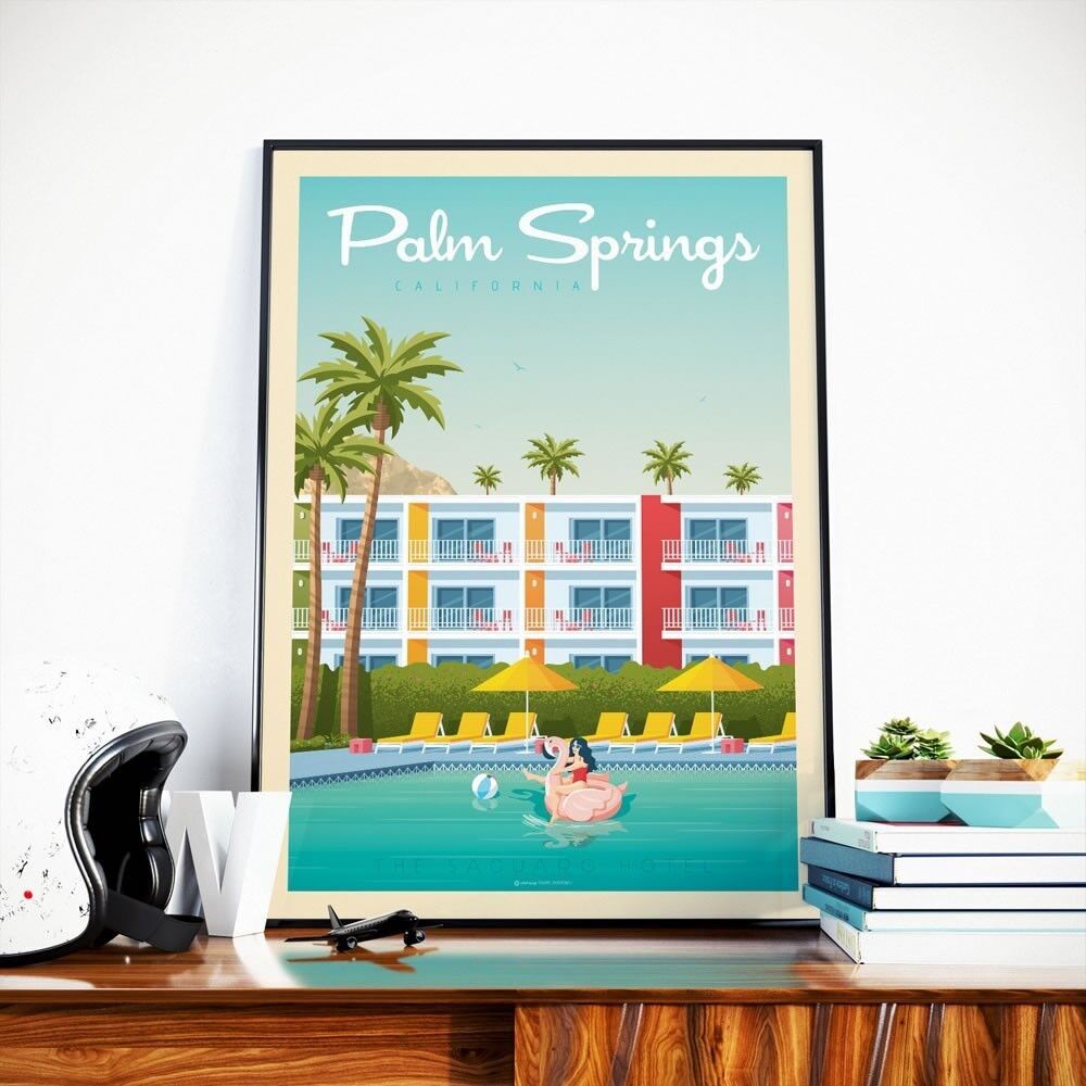 Poster di viaggio di Palm Springs Saguaro Hotel California - Stati Uniti - 21x29,7 cm [A4]
