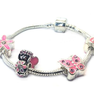 Children's 'Pink Fairy' Silver Plated Charm Bracelet 16cm