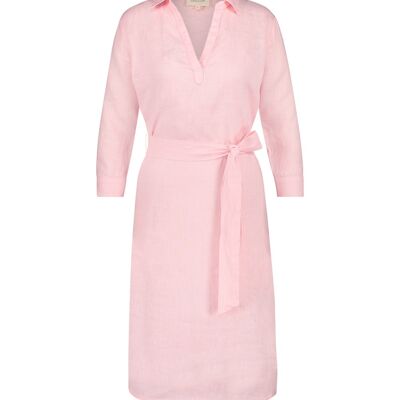 Charlize. Dress with Belt. 100% Linen,pink