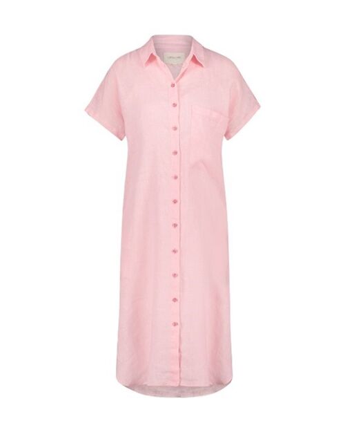 Caprice. Long dress with buttons. 100% Linen,pink