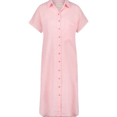 Caprice. Long dress with buttons. 100% Linen,pink