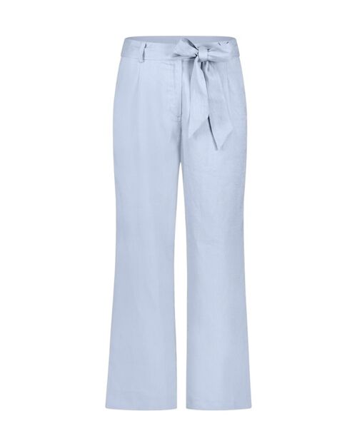 Cleo. Trousers with belt. 100% Linen, blue