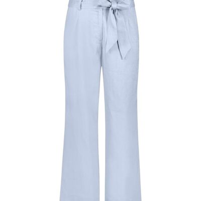 Cleo. Trousers with belt. 100% Linen, blue