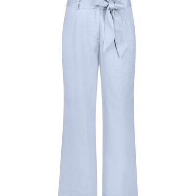 Cléo. Pantalon avec ceinture. 100% Lin, bleu