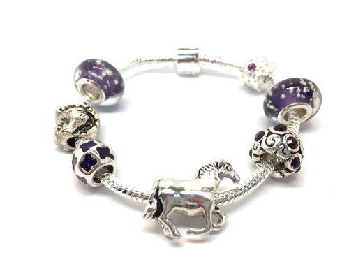 Children's 'Horse Lovers Dream' Silver Plated Charm Bead Bracelet 17cm