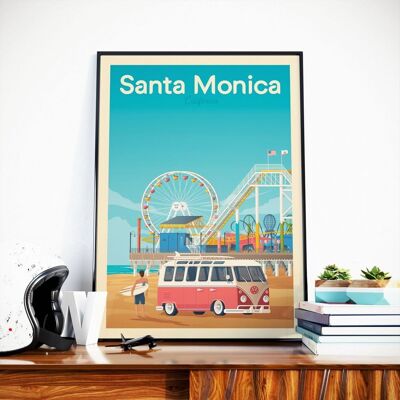 Santa Monica California Travel Poster - United States - 21x29.7 cm [A4]