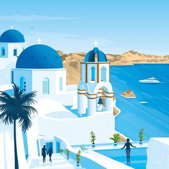 Affiche Voyage Santorin Grèce - 21x29.7 cm [A4] 2