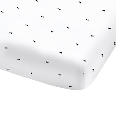 Drap-housse imprimée 100% coton Bretagne Gwenn Ha Du - 140x200