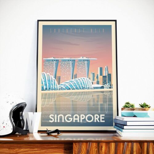 Affiche Voyage Singapour Asie - 21x29.7 cm [A4]