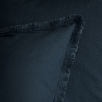 Housse de couette unie en coton, COTON LAVÉ - 240x220 - Bleu Nuit 4