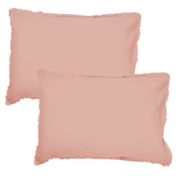 Set de 2 taies d’oreiller unies en coton, COTON LAVÉ - 2x65x65 - Nude 5