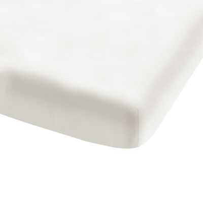 Drap-housse uni en coton, COTON LAVÉ - 140x200 - Blanc