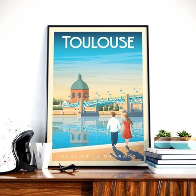 Travel poster Toulouse France - Quai de la Daurade - 21x29.7 cm [A4]