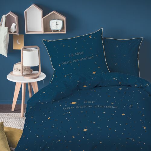 Housse de couette et taie d'oreiller en coton, STARGAZE - 140x200+63x63