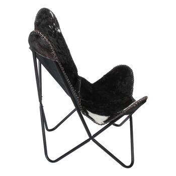 Butterfly fauteuil papillon Naples noir blanc | Chaise rétro en cuir véritable avec structure en métal 9